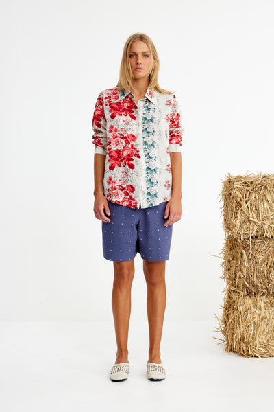 Binny - MILL PARK STUD - Linen Viscose Shirt - WALLPAPER