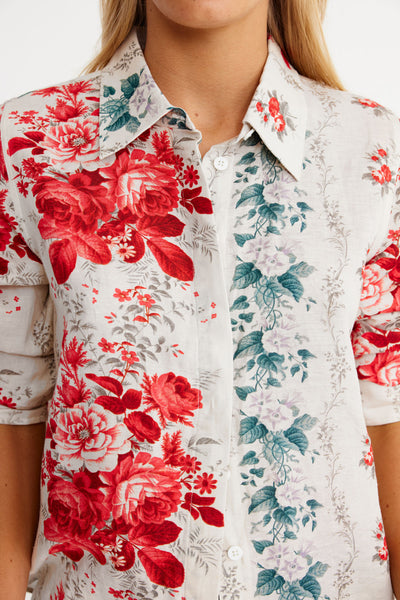 Binny - MILL PARK STUD - Linen Viscose Shirt - WALLPAPER