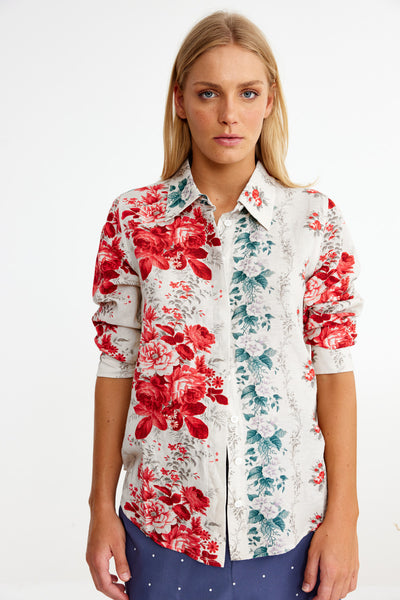 Binny - MILL PARK STUD - Linen Viscose Shirt - WALLPAPER