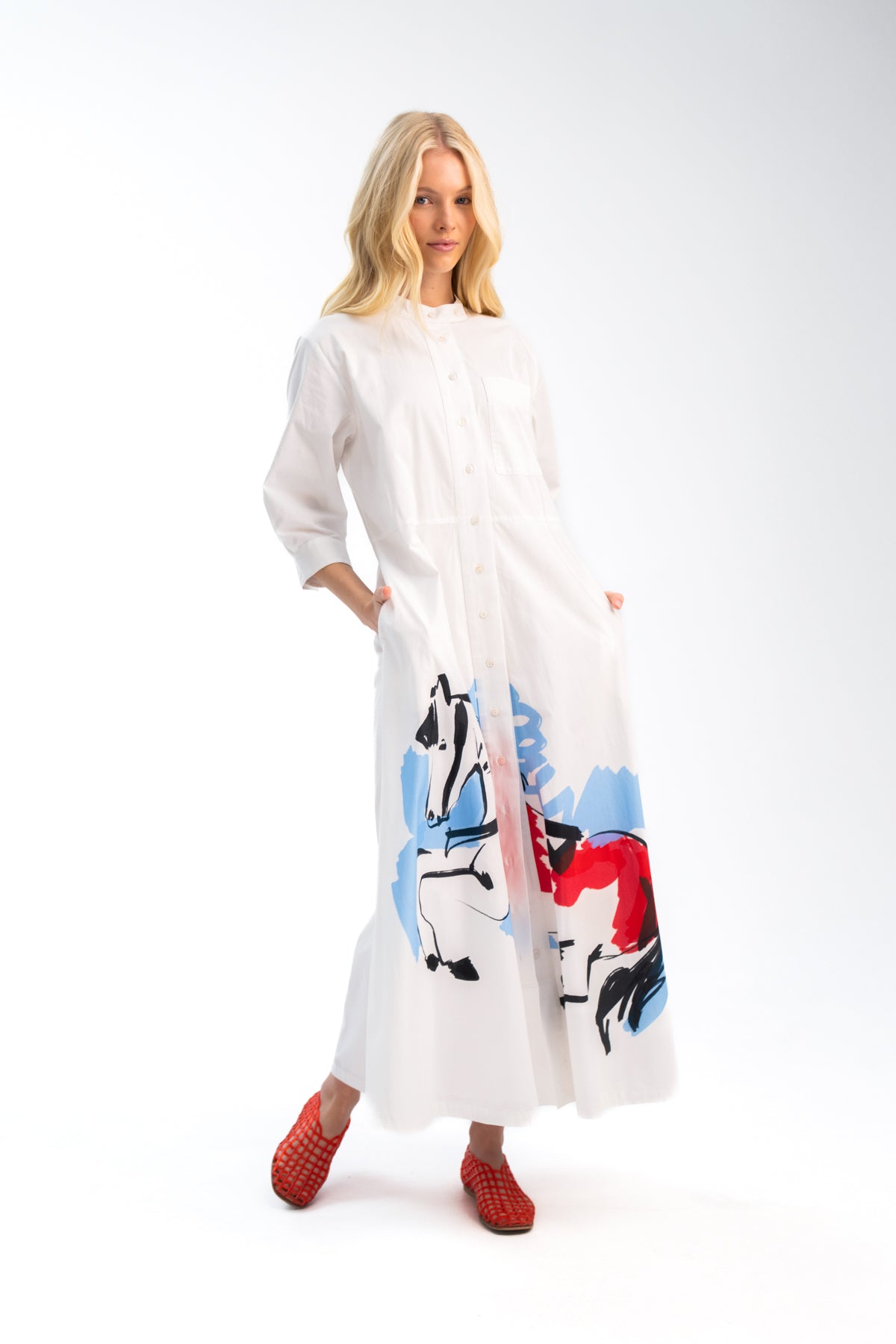 Binny - THE LEVADE - PICASSO PONY Cotton Poplin Dress