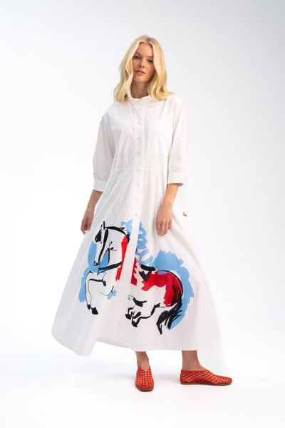 Binny - THE LEVADE - PICASSO PONY Cotton Poplin Dress