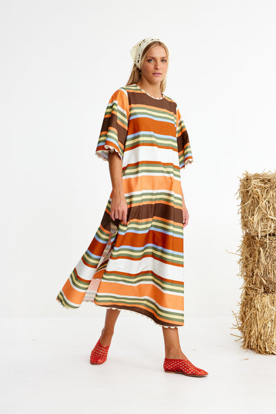 Binny - THOROUGHBREAD - Cotton Poplin Maxi Shift Dress - Canvas Stripes