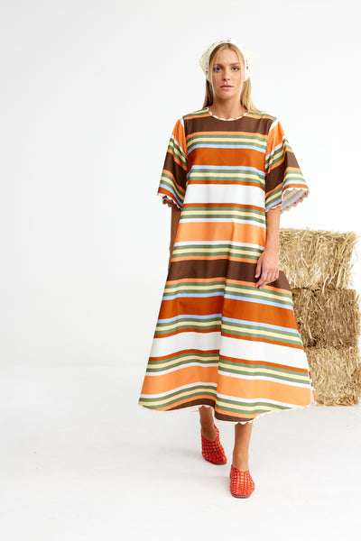 Binny - THOROUGHBREAD - Cotton Poplin Maxi Shift Dress - Canvas Stripes