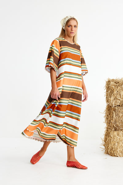 Binny - THOROUGHBREAD - Cotton Poplin Maxi Shift Dress - Canvas Stripes