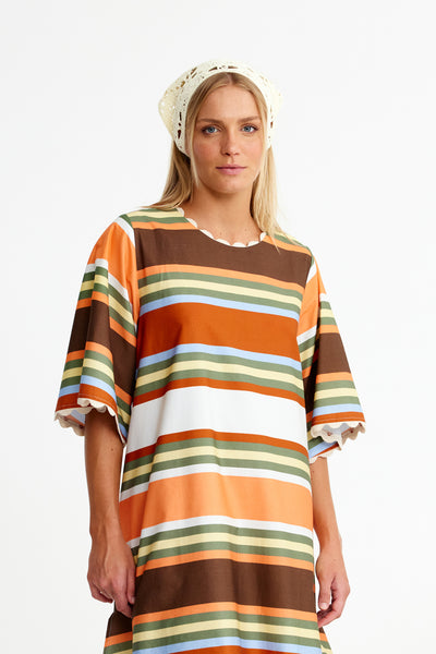 Binny - THOROUGHBREAD - Cotton Poplin Maxi Shift Dress - Canvas Stripes