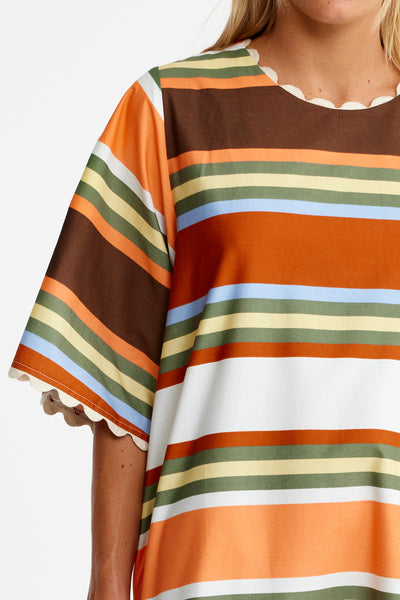 Binny - THOROUGHBREAD - Cotton Poplin Maxi Shift Dress - Canvas Stripes