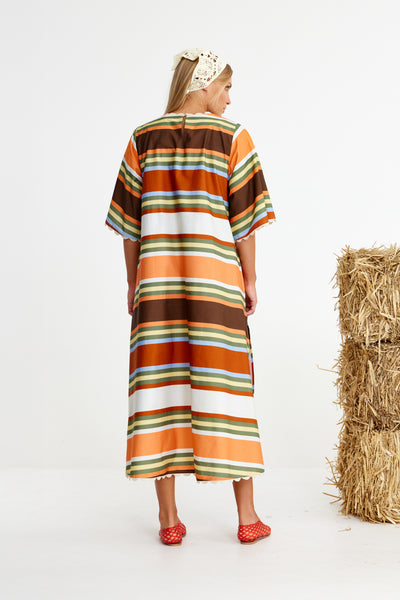 Binny - THOROUGHBREAD - Cotton Poplin Maxi Shift Dress - Canvas Stripes