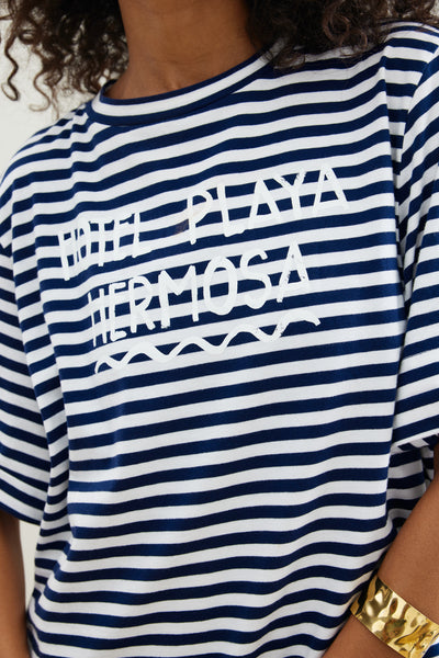 Binny - HOTEL PLAYA HERMOSA - Navy - Cotton Stripe T-Shirt