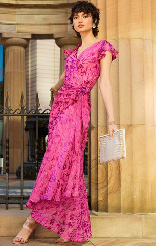 Sacha Drake -Bella Rose Maxi Wrap Dress - Magenta Botanical