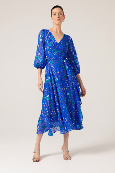 Sacha Drake - Bowerbird Wrap Dress - Periwinkle Poppy