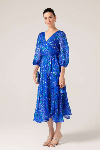 Sacha Drake - Bowerbird Wrap Dress - Periwinkle Poppy