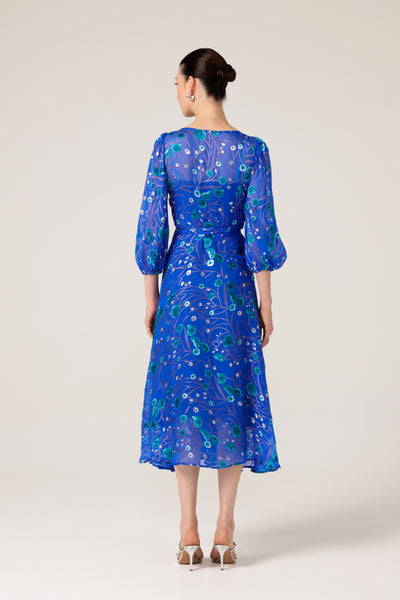 Sacha Drake - Bowerbird Wrap Dress - Periwinkle Poppy