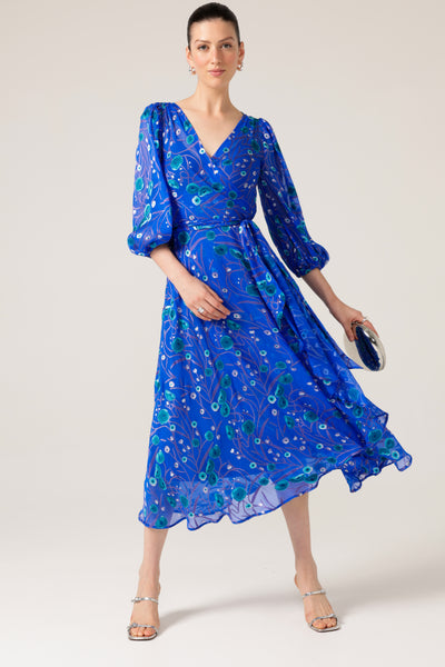 Sacha Drake - Bowerbird Wrap Dress - Periwinkle Poppy