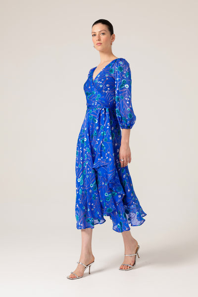 Sacha Drake - Bowerbird Wrap Dress - Periwinkle Poppy