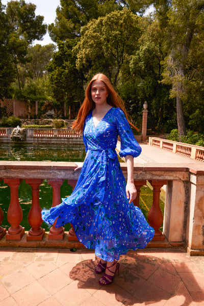 Sacha Drake - Bowerbird Wrap Dress - Periwinkle Poppy