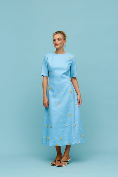 Binny - ADVANTAGE - Linen Short Sleeve Midi Dress