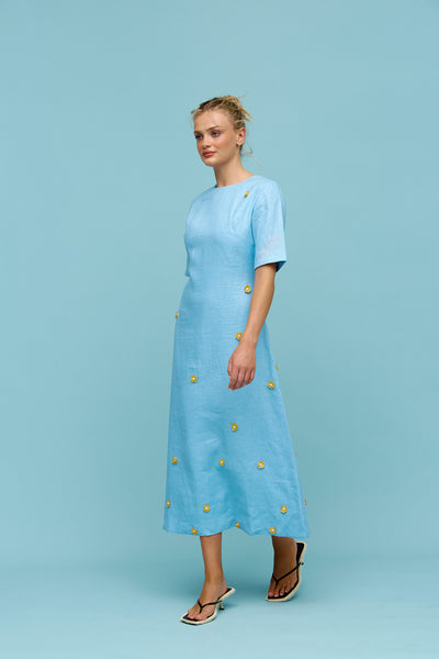 Binny - ADVANTAGE - Linen Short Sleeve Midi Dress