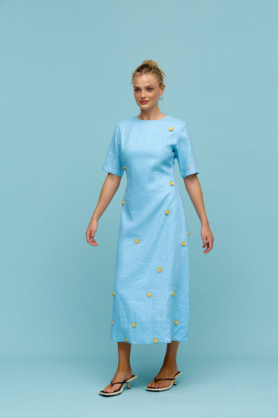 Binny - ADVANTAGE - Linen Short Sleeve Midi Dress