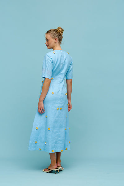 Binny - ADVANTAGE - Linen Short Sleeve Midi Dress