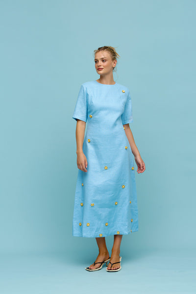 Binny - ADVANTAGE - Linen Short Sleeve Midi Dress