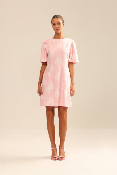 Binny - The Birdcage - Linen Mini Dress Pink Brasses