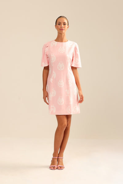 Binny - The Birdcage - Linen Mini Dress Pink Brasses