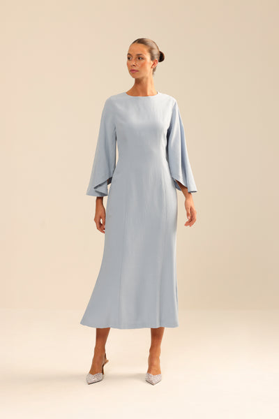Binny - The Champagne Bar - Linen Rayon Midi Dress Everest Blue