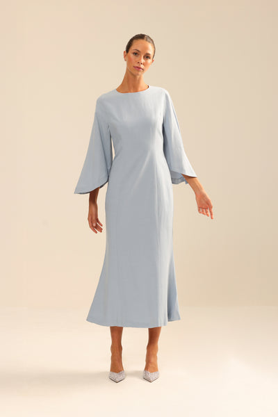 Binny - The Champagne Bar - Linen Rayon Midi Dress Everest Blue