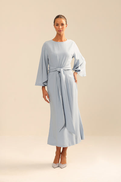 Binny - The Champagne Bar - Linen Rayon Midi Dress Everest Blue