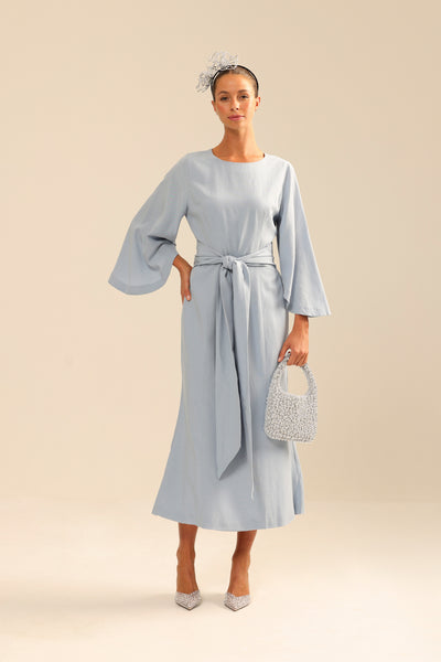 Binny - The Champagne Bar - Linen Rayon Midi Dress Everest Blue