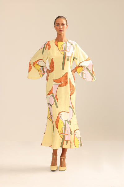 Binny - THE MOUNTING YARD - Linen Rayon Midi Dress