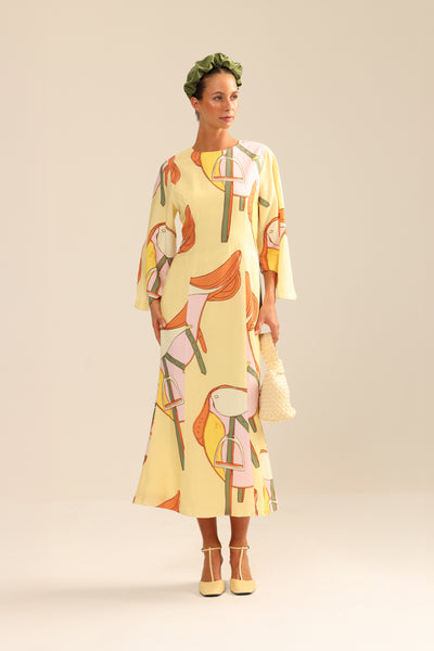 Binny - THE MOUNTING YARD - Linen Rayon Midi Dress