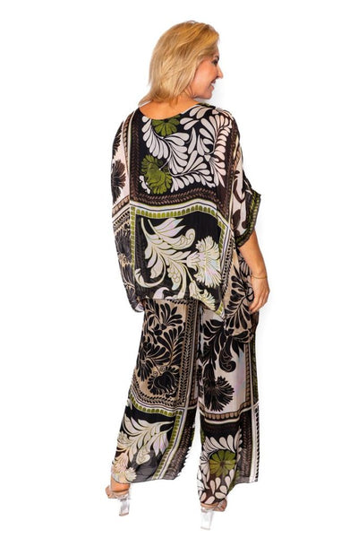 The Italian Closet - Mosaic Black Tile print silk pants