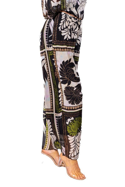The Italian Closet - Mosaic Black Tile print silk pants