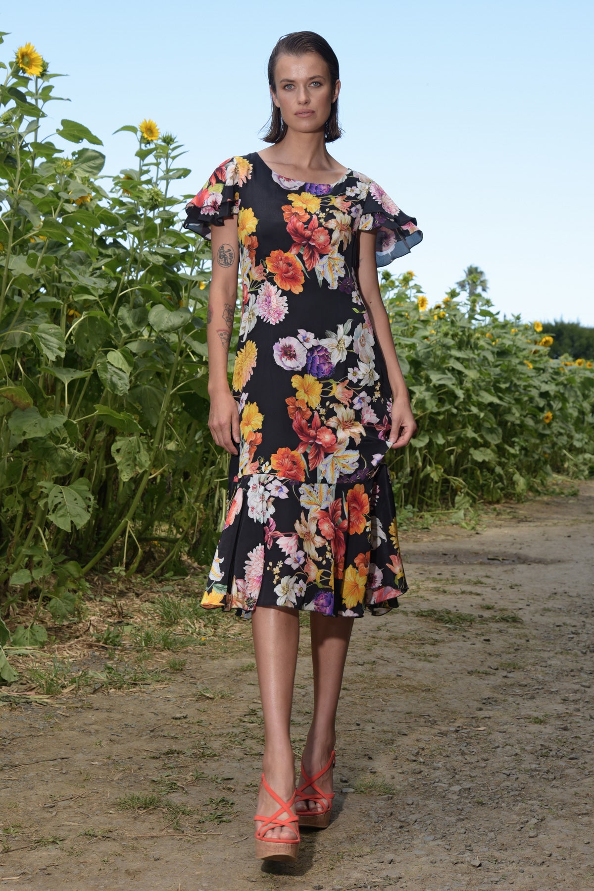 Curate - Modern Romantic Dress - Black Floral FINAL SALE