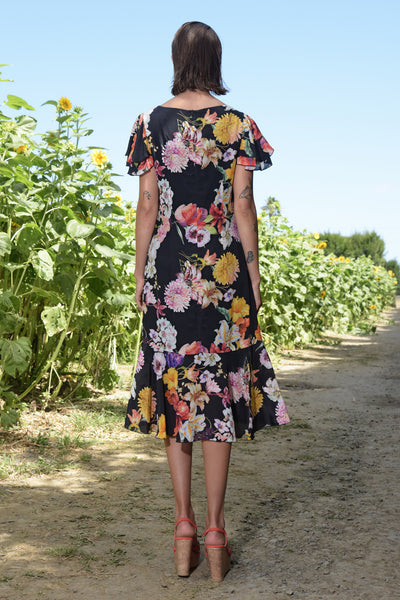 Curate - Modern Romantic Dress - Black Floral FINAL SALE