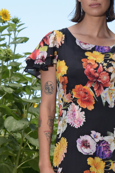 Curate - Modern Romantic Dress - Black Floral FINAL SALE