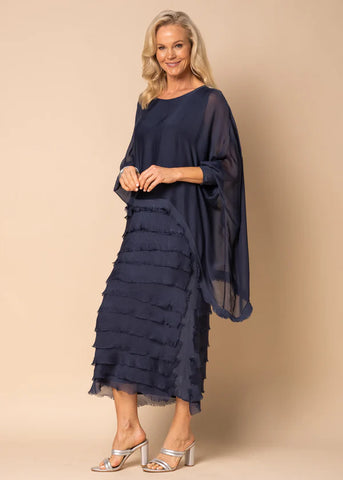 Imagine - Navy Candie Dress Silk Ruffle Layers 10IM3862