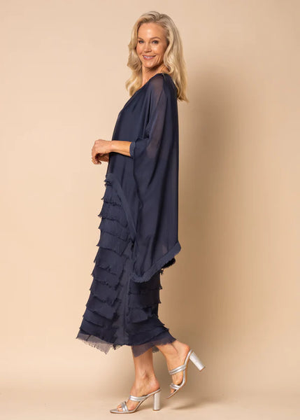 Imagine - Navy Candie Dress Silk Ruffle Layers 10IM3862