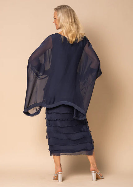 Imagine - Navy Candie Dress Silk Ruffle Layers 10IM3862