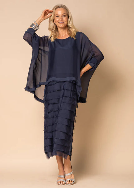 Imagine - Navy Candie Dress Silk Ruffle Layers 10IM3862