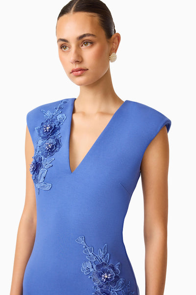 Elliatt - Talitha Plunging Neck Column Dress - Cornflower Blue