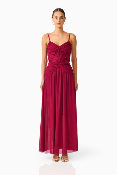 Elliatt - Florencea Drop Waist Maxi Dress - Wine Red