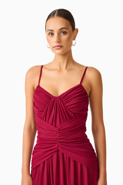 Elliatt - Florencea Drop Waist Maxi Dress - Wine Red