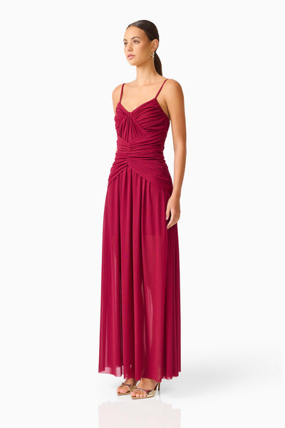 Elliatt - Florencea Drop Waist Maxi Dress - Wine Red