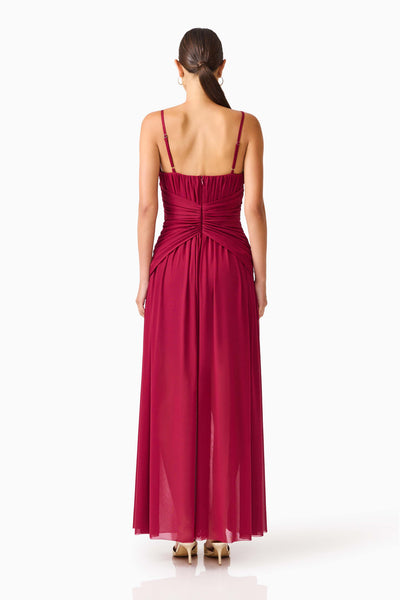 Elliatt - Florencea Drop Waist Maxi Dress - Wine Red