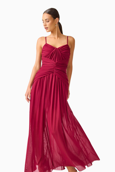 Elliatt - Florencea Drop Waist Maxi Dress - Wine Red