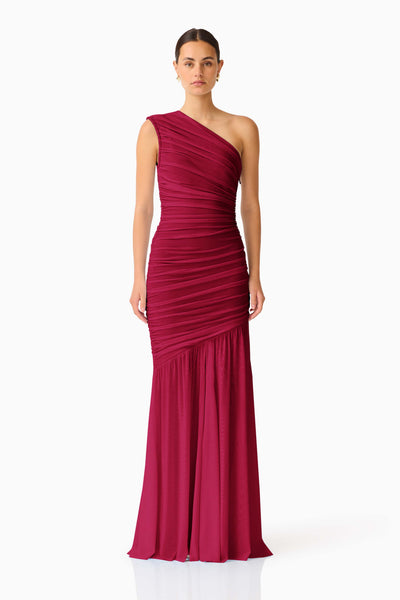 Elliatt - Florencea One Shoulder Gown - Wine Red