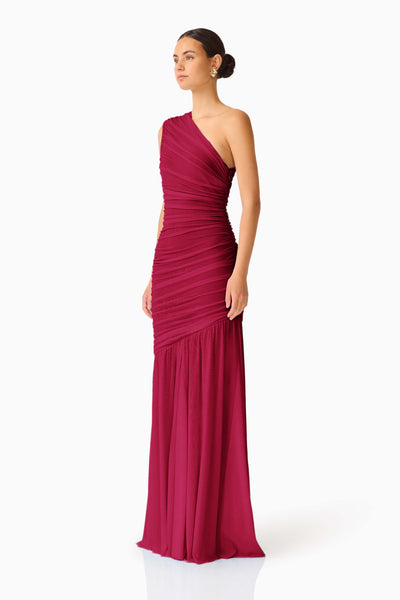 Elliatt - Florencea One Shoulder Gown - Wine Red