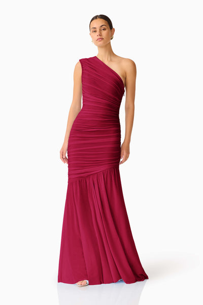 Elliatt - Florencea One Shoulder Gown - Wine Red